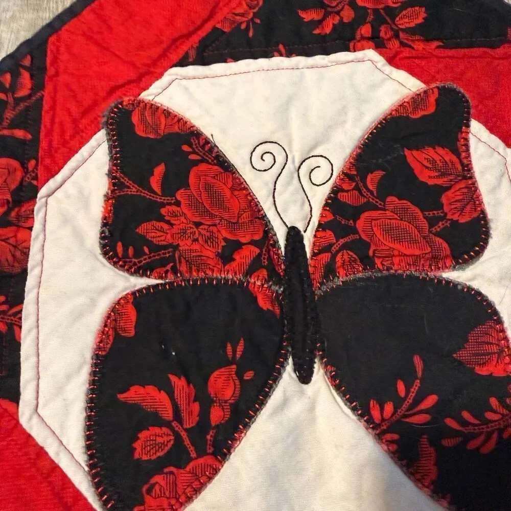 Butterfly Goth Gothic Red Black Quilted Placemats Set 2